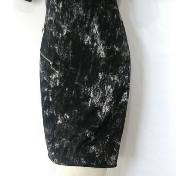 GIANNI BINI DRESS ZIPPER ACCENT ABSTRACT PRINT MINI FORM FITTING NWOT~S… - Picture 3 of 8